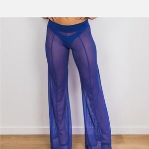 Elegant Sheer Blue Swim Coverup Pants